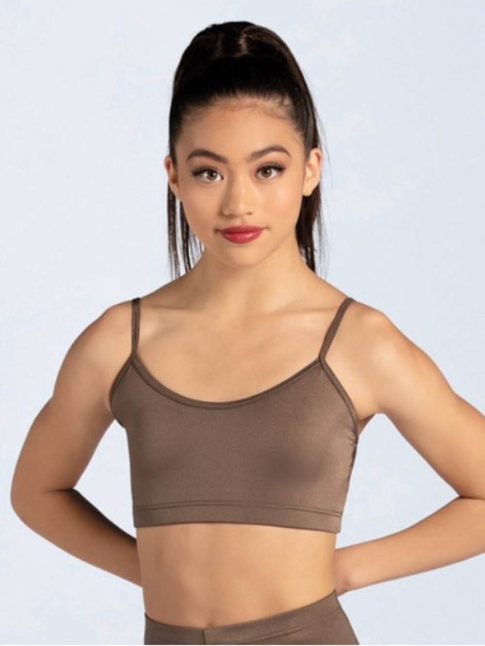 Weissman Lustre Camisole Bra Top Child Large Taupe Bronze Dance